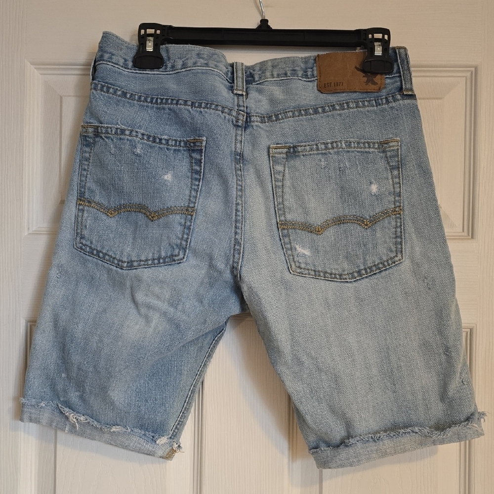 American Eagle Outfitters Men's Ripped Blue Jean Shorts - Picture 2 of 3